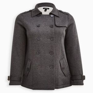 Torrid Dark Gray Double-Breasted Pea Coat